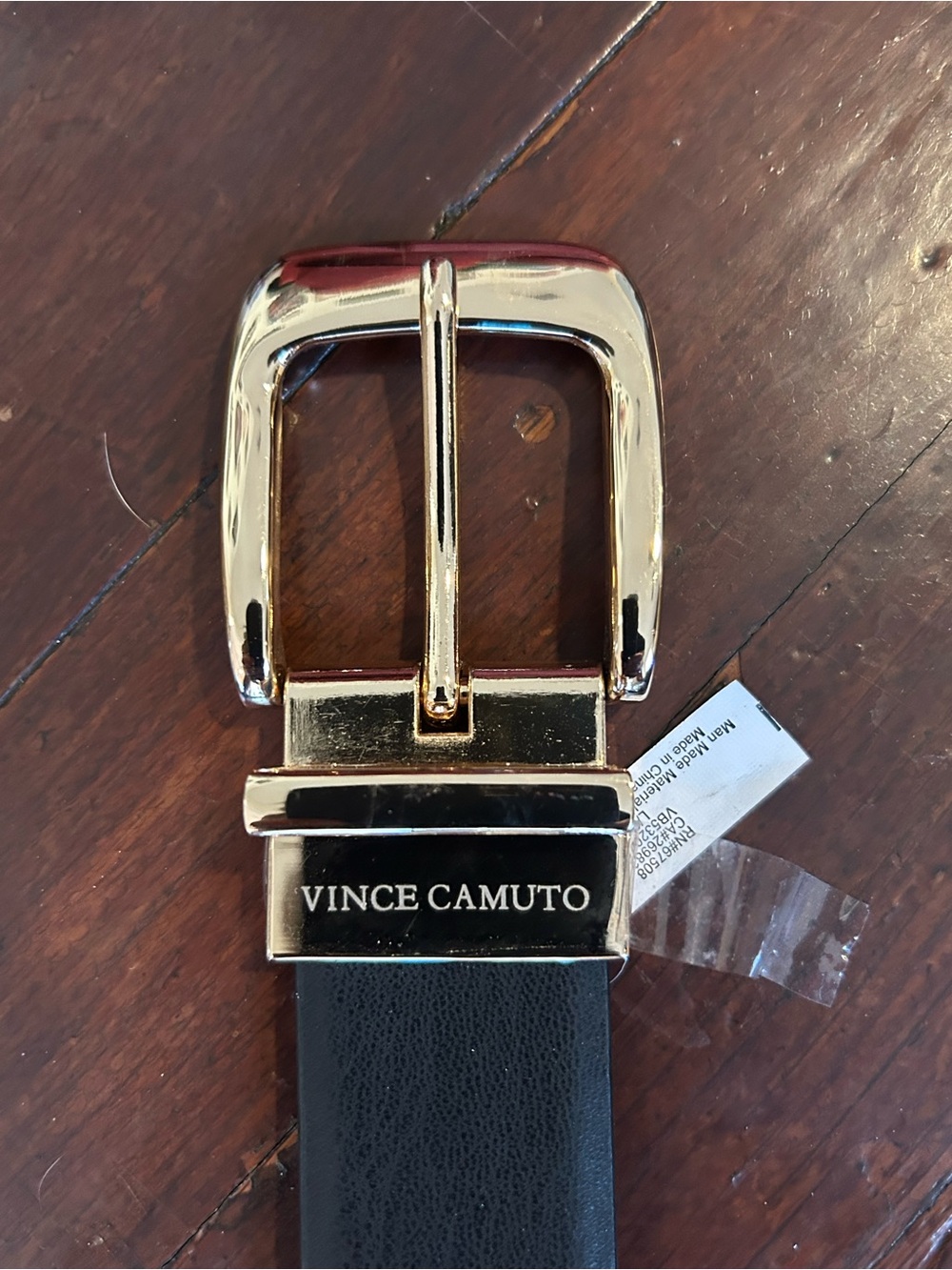 Vince Camuto Women's Reversible Black/Brown Fashion Belt L/G Solid Logo Buckle